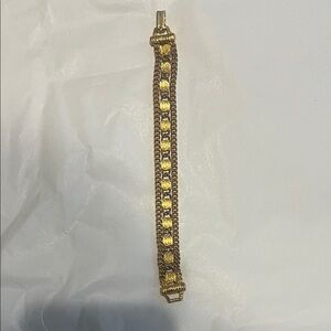 Vintage gold tone curb link triple chain bracelet